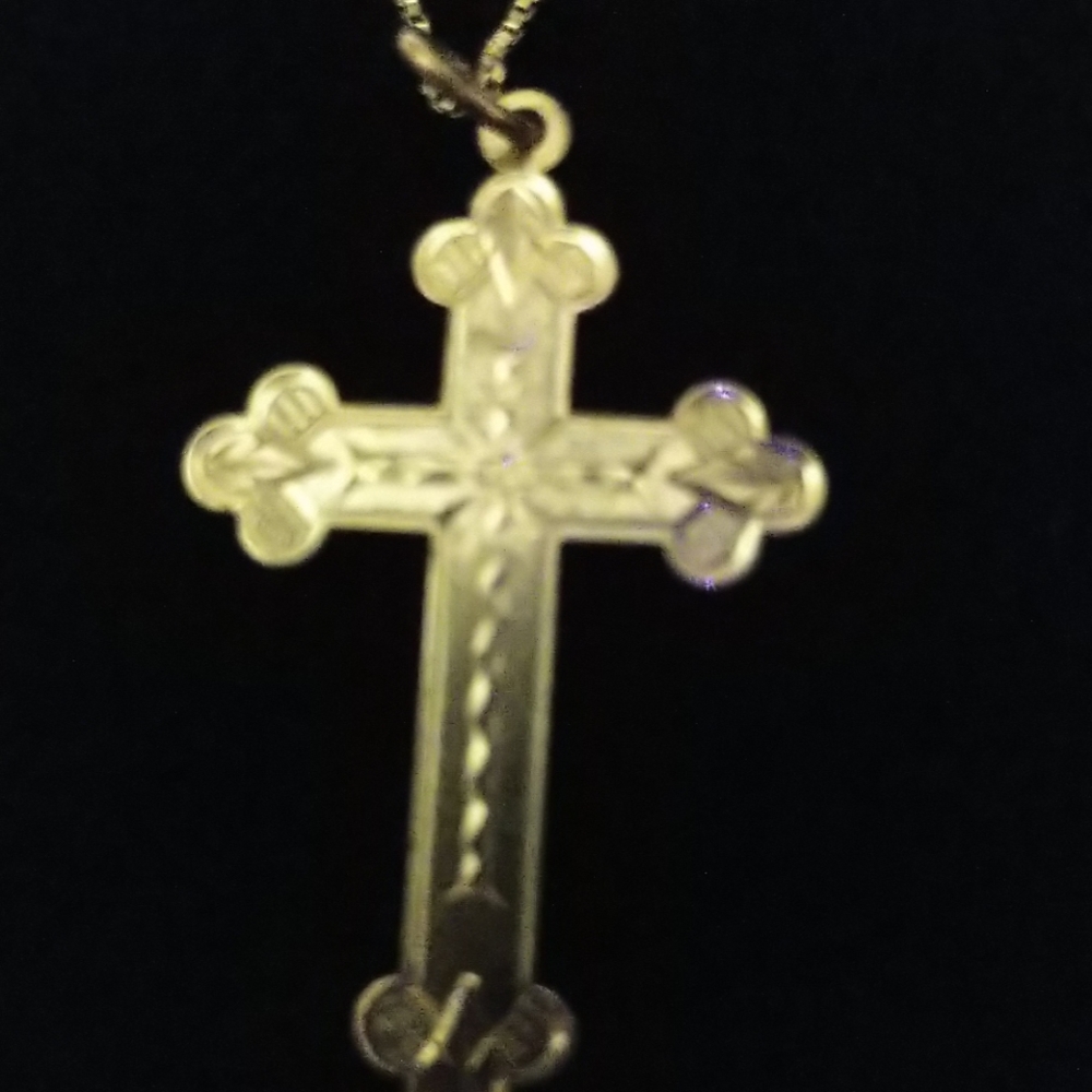 ANTIQUE Hallmarked Old Gold Trefoil Cross 19thC Arts&Crafts Movement - Picture 2 of 11